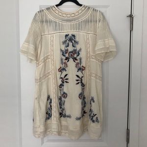 Free people embroidered floral dress in cream XS